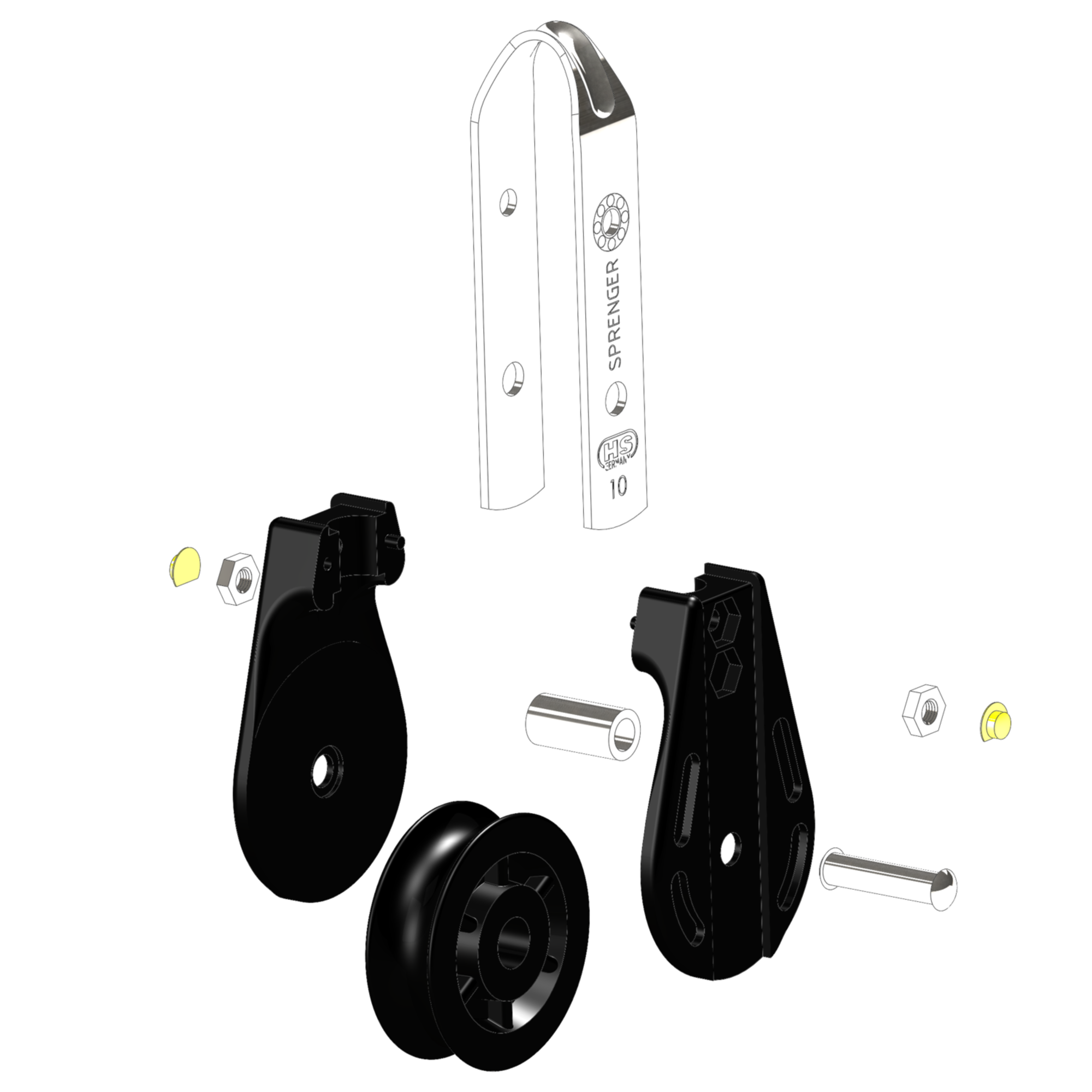 S Block Gleitlager 10 mm 1 Rolle durchgehender Bügel | 3565010155_Explo01.png