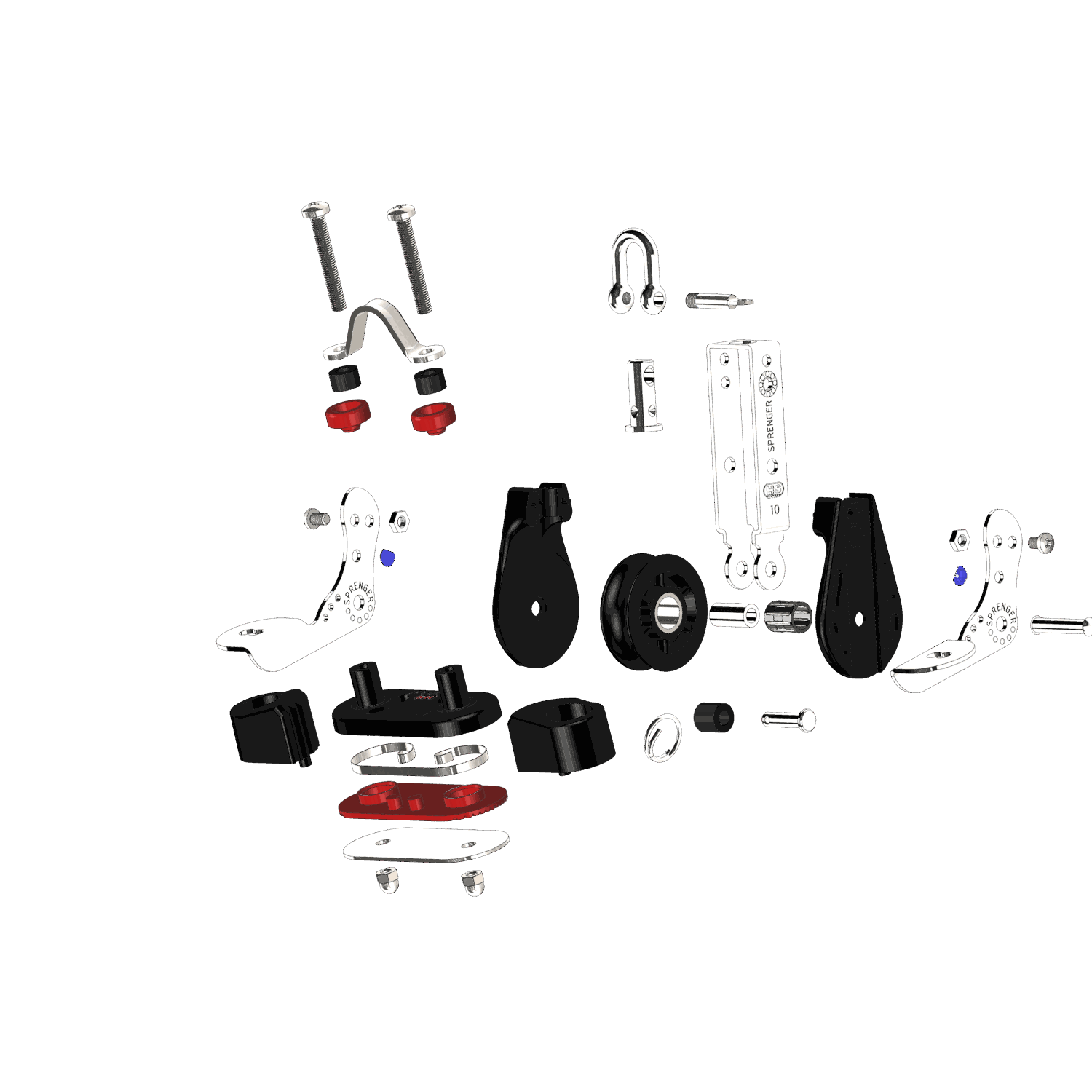 S Block Großschotblock Nadellager 10 mm 1 Rolle Hundsfott Schotklemme Wirbel | 3567049100_Explo01.png | 1731101480