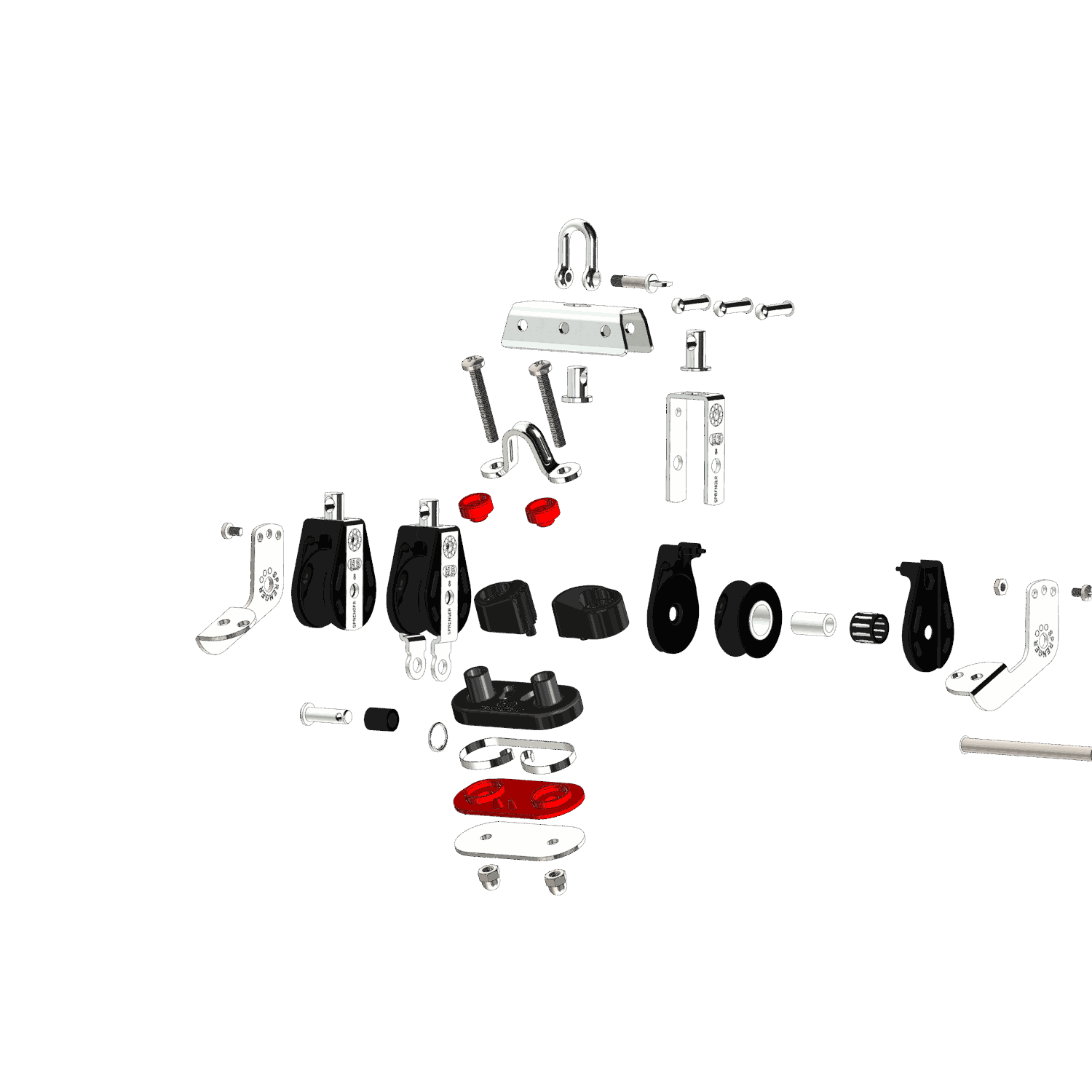 S Block Großschotblock Nadellager 8 mm 3 Rollen Hundsfott Schotklemme Arretierset | 3567149000_Explo01.png | 1731101592
