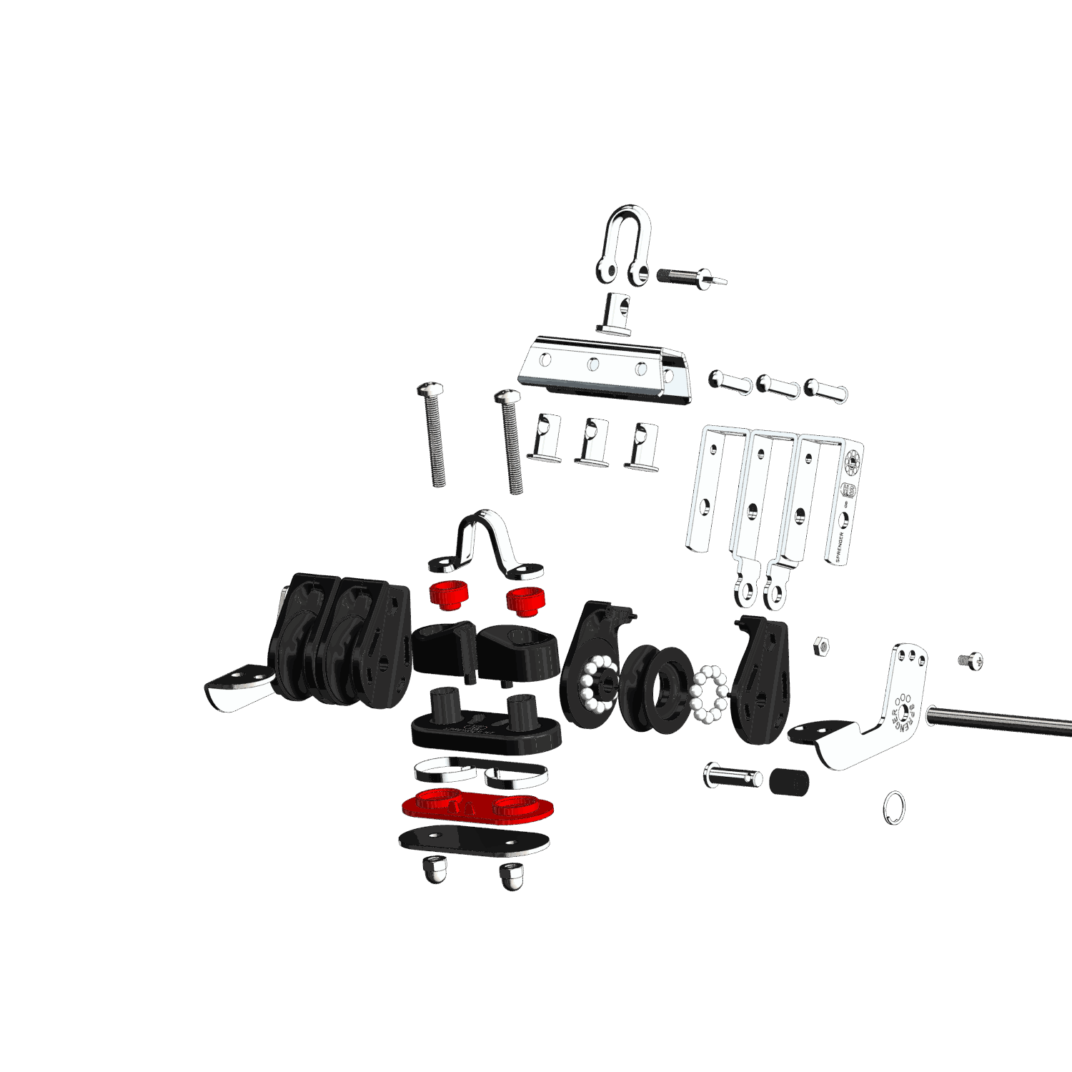 S Block Großschotblock Kugellager 8 mm 3 Rollen Hundsfott Schotklemme Arretierset | 3567179000_Explo01.png | 1731101593