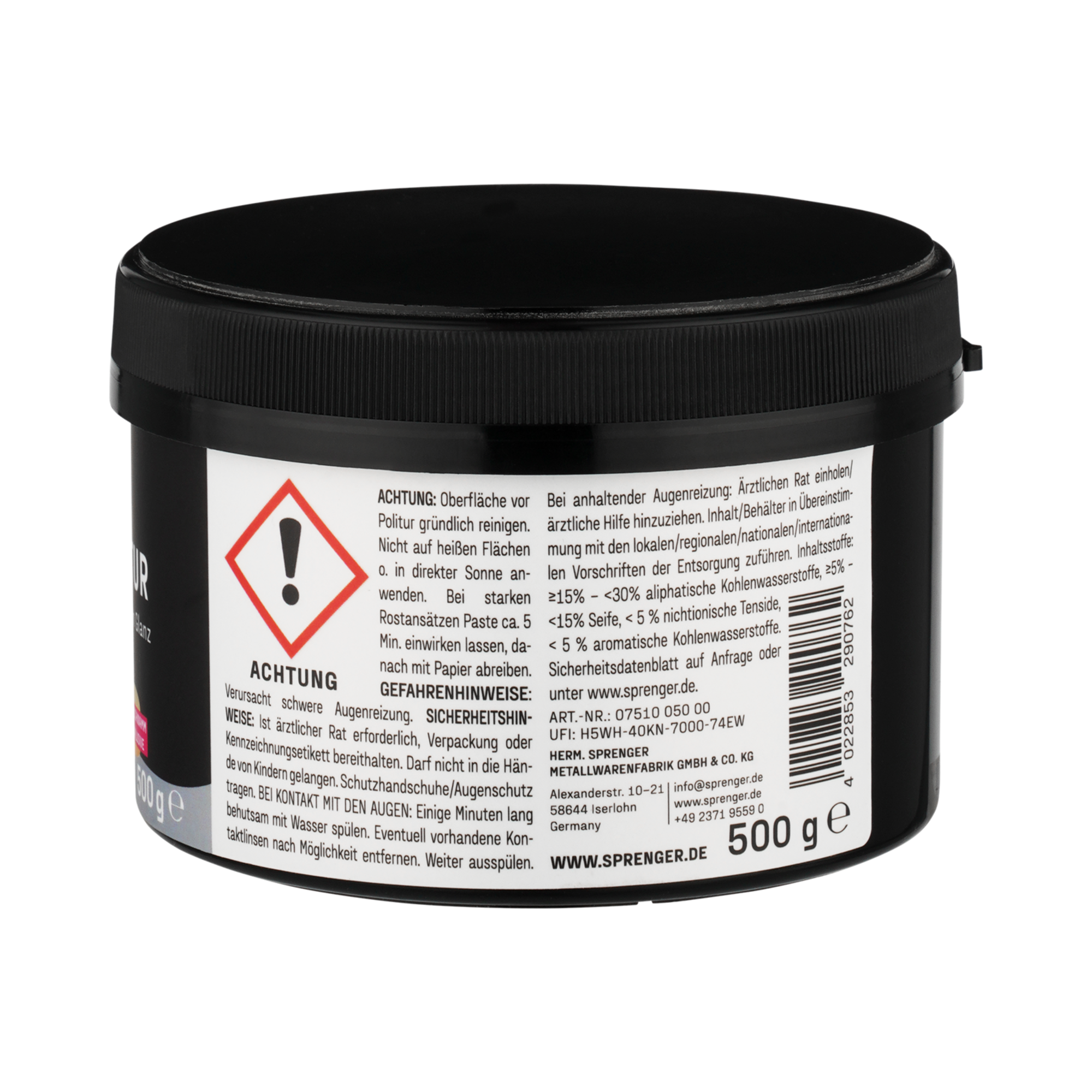 Sprenger Metallpolitur inkl. Schwamm 500g | 3900000300_Rücken.png