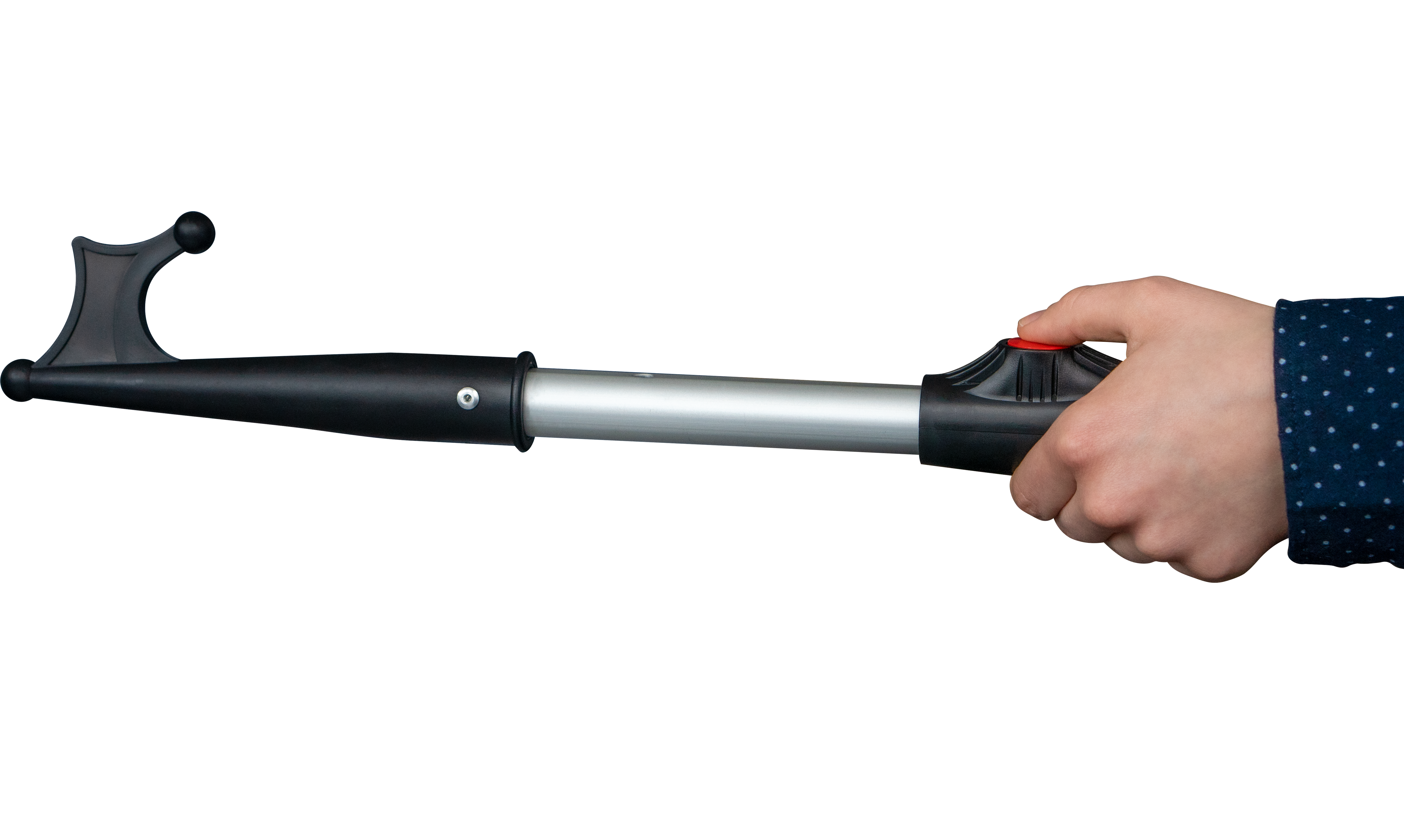 Bootshaken in der Hand