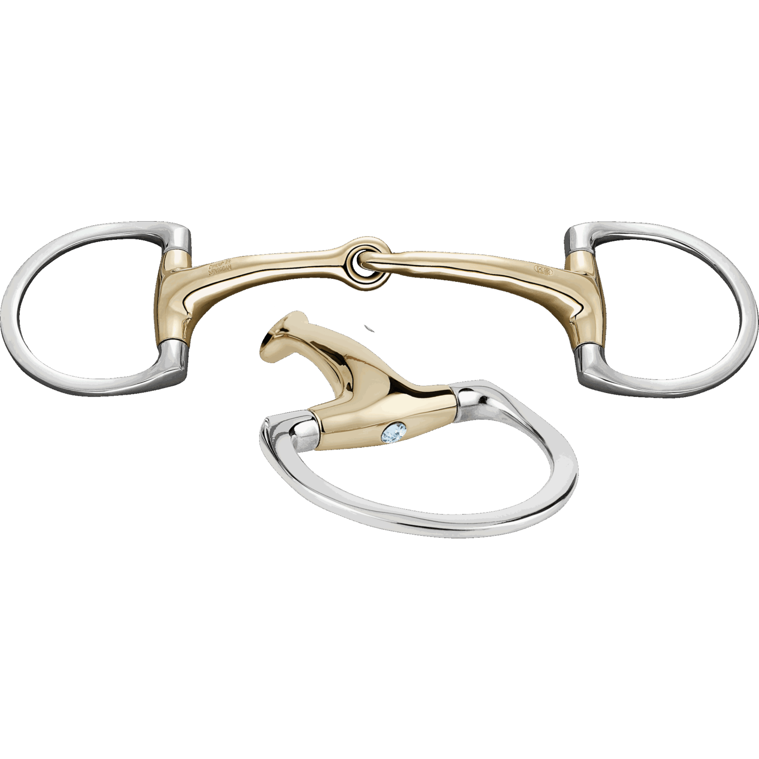 Dynamic RS Shinebright Olivenkopfgebiss mit D förmigem Ring 16 mm einfach gebrochen | 40408_B_Aquamarine.png | 1731064665