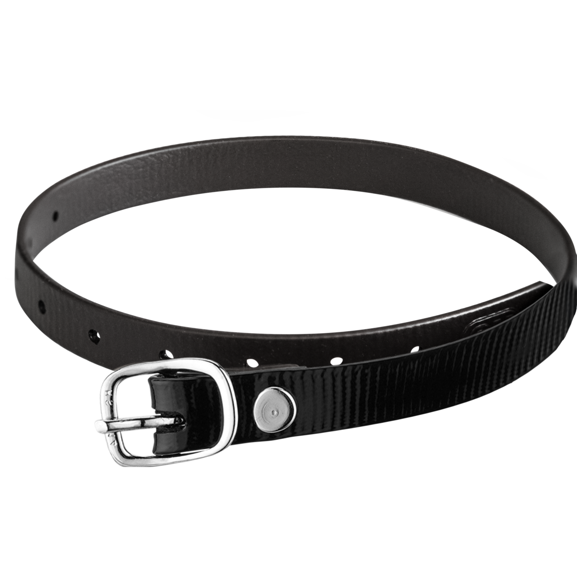 Sporenriemen 45 cm BioThane® Glossy schwarz Schnalle silber | 4919704500_3.png