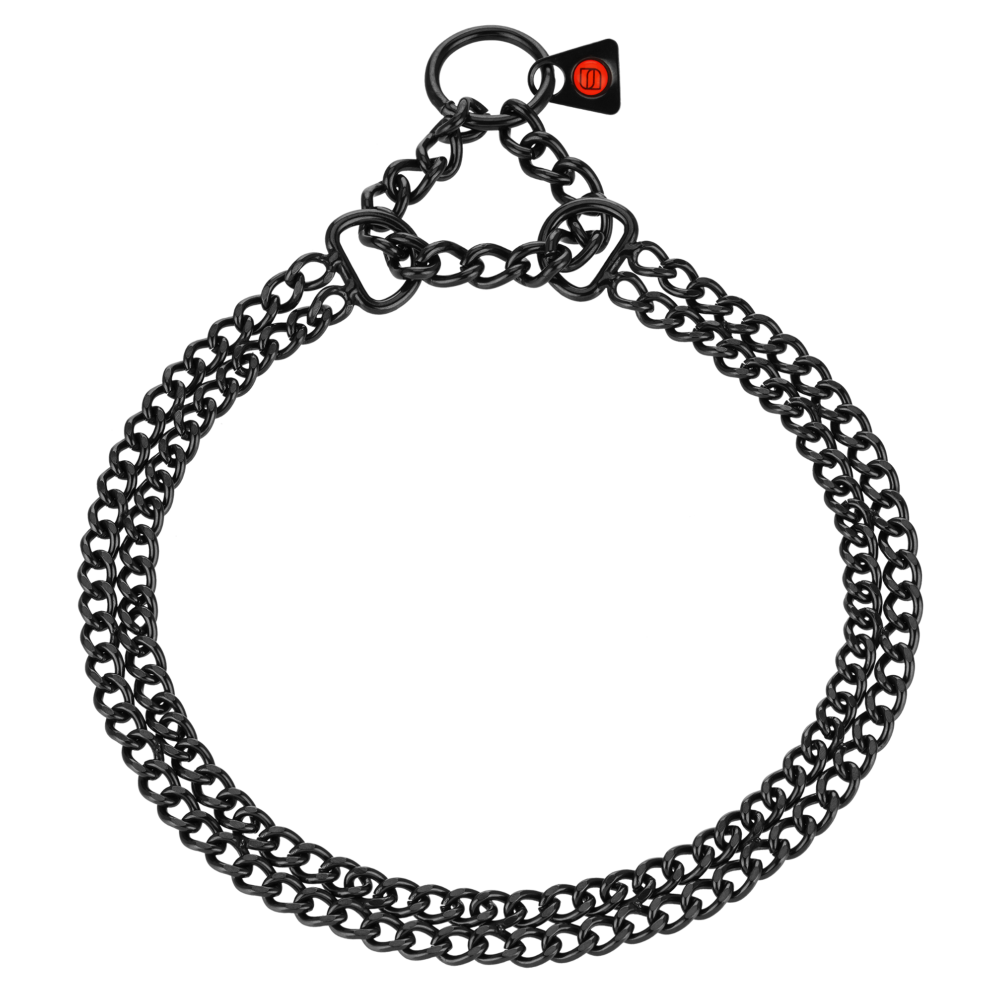 Halskette 2 reihig flach geschliffene Glieder Edelstahl Rostfrei schwarz 2 mm | 50881-57.png