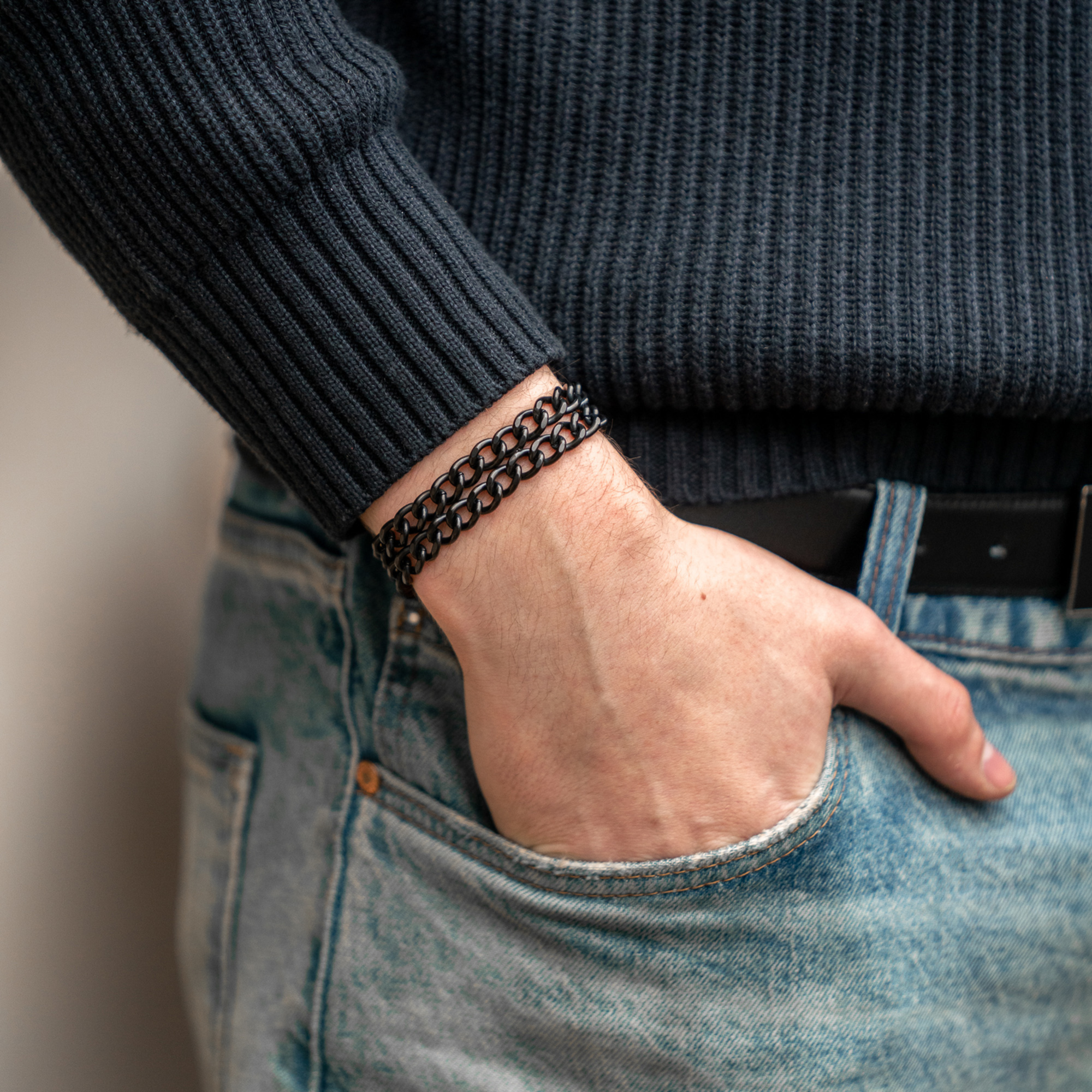 Armband 2 reihig Edelstahl schwarz mit Diamond Like Carbon Oberfläche | 5361002061_3.png