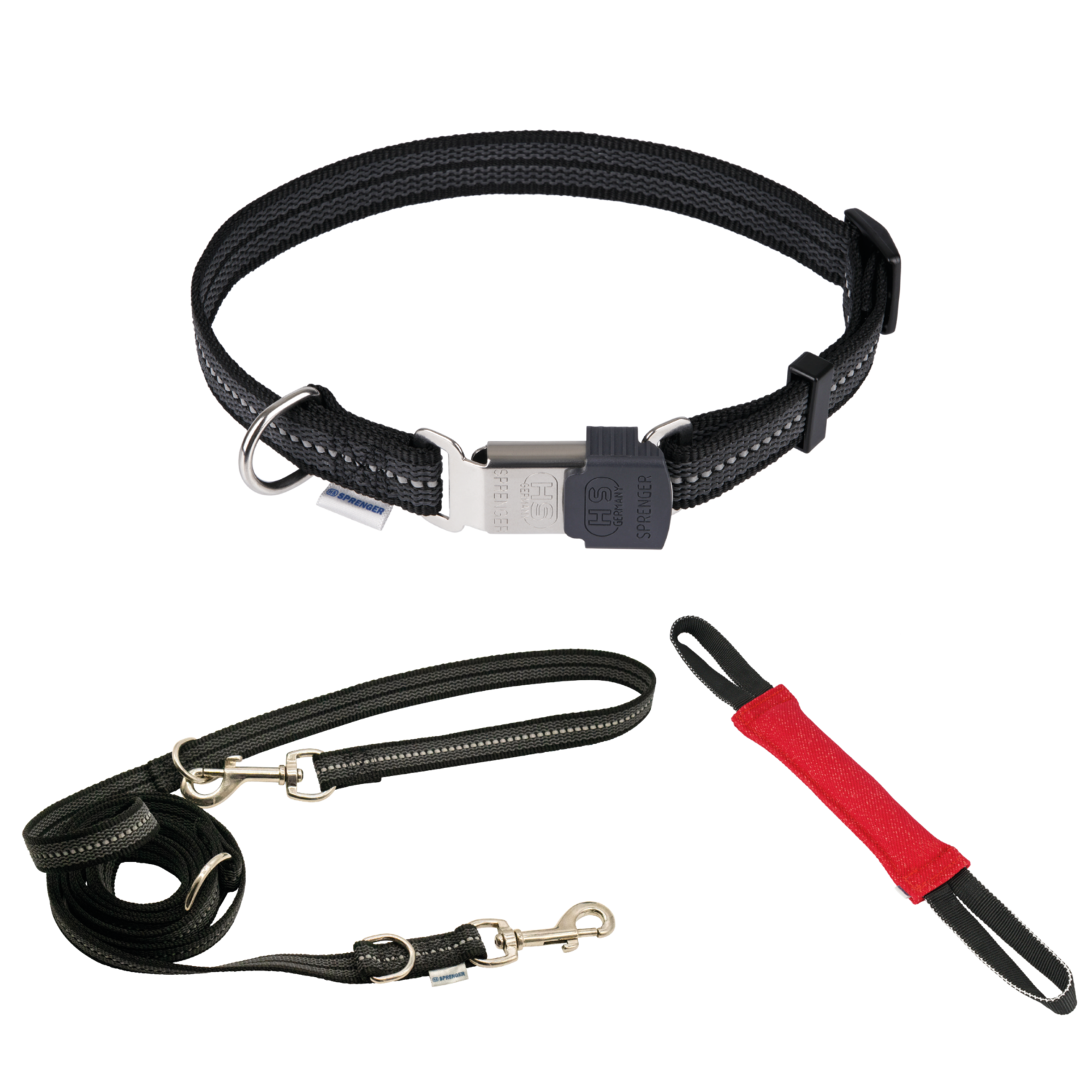 Bundle verstellbares Halsband + 2 3 m gummierte Leine 3 fach verstellbar + Bringsel | Bundle_9_71.png