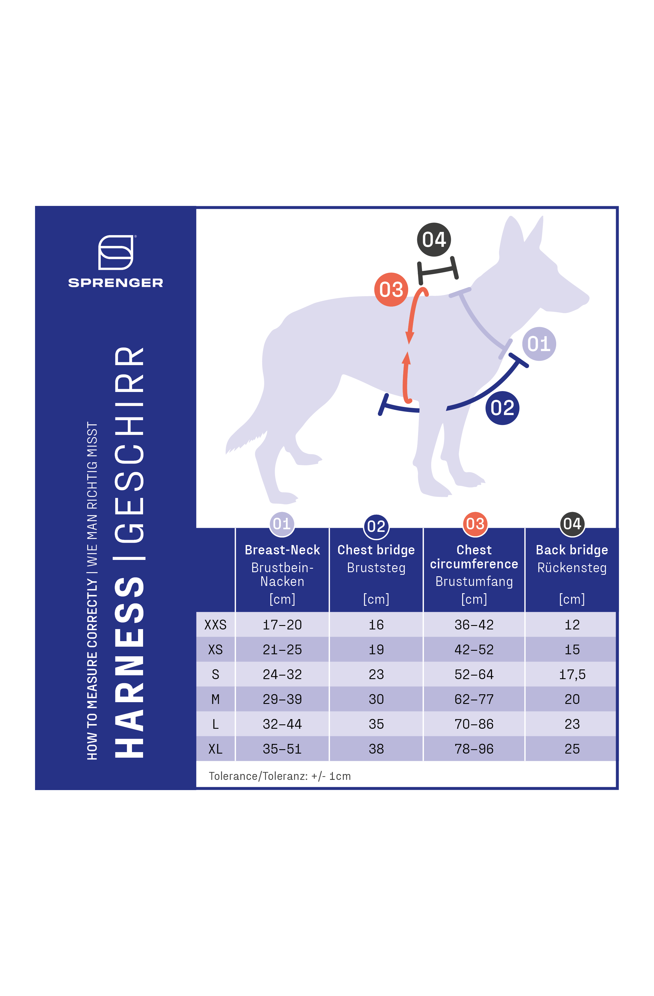 Msstabelle Hundegschirr Sprenger