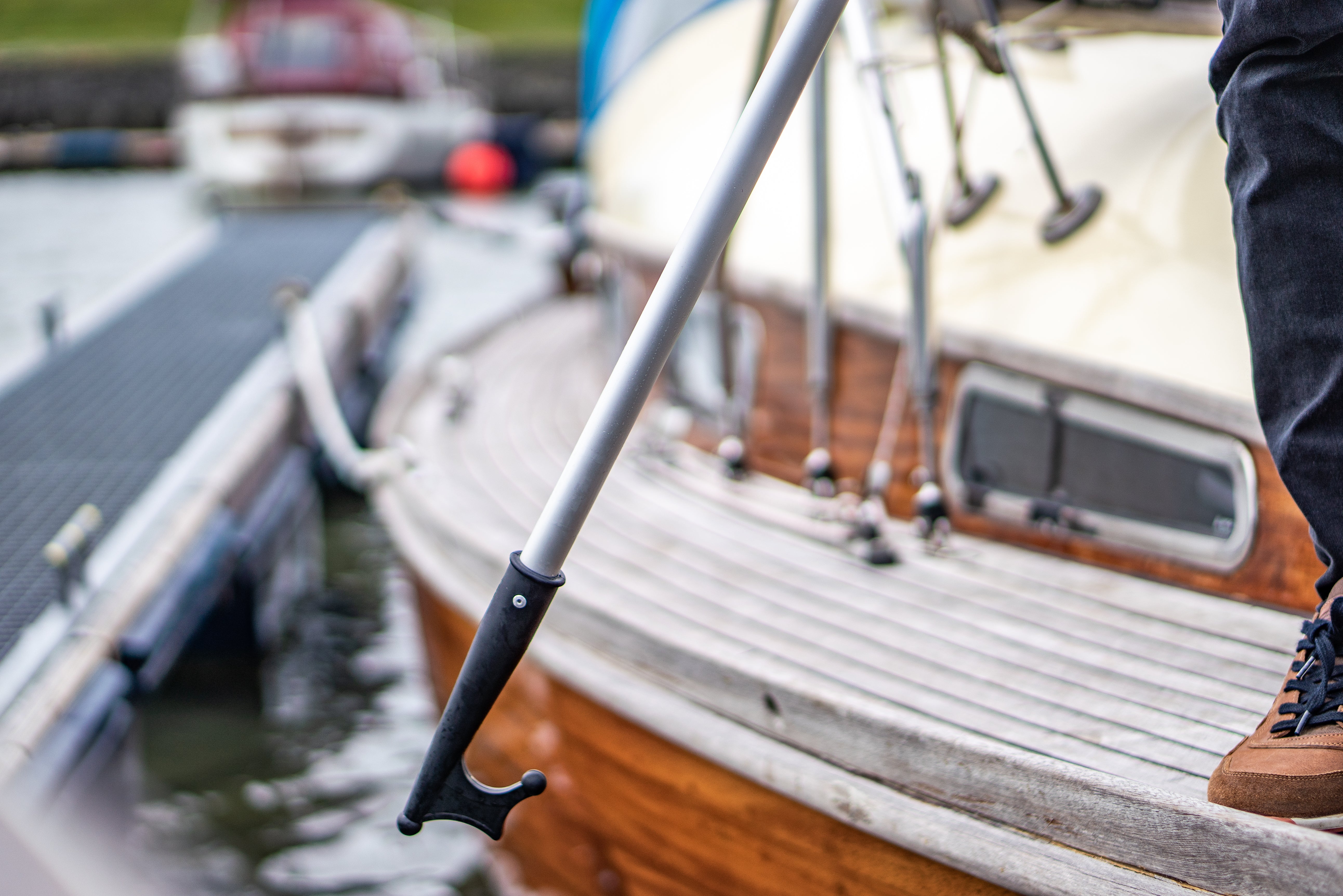 Teleskop Bootshaken auf dem Schiff