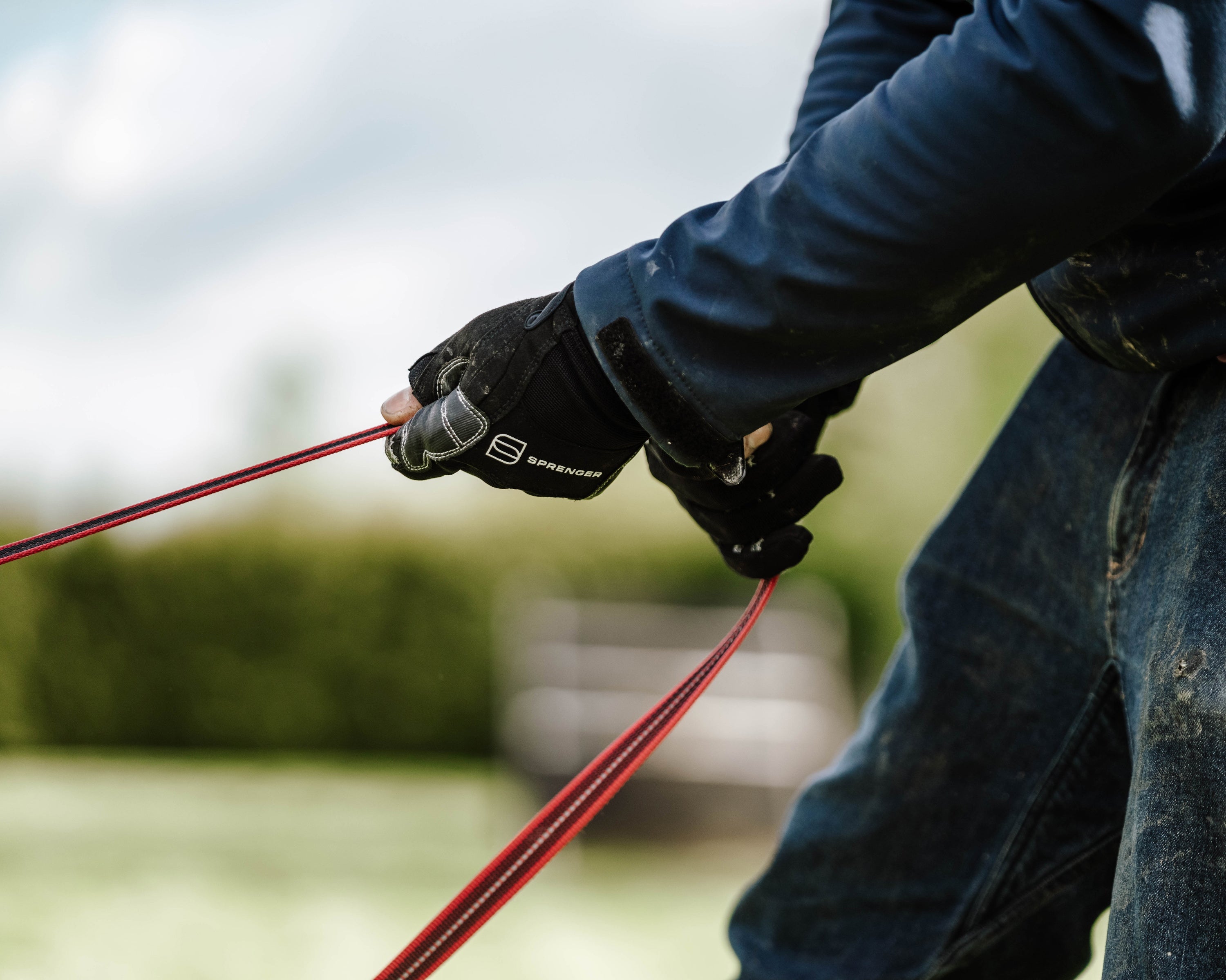 Sprenger Handschue Flexgrip Sport mit roter Schleppleine