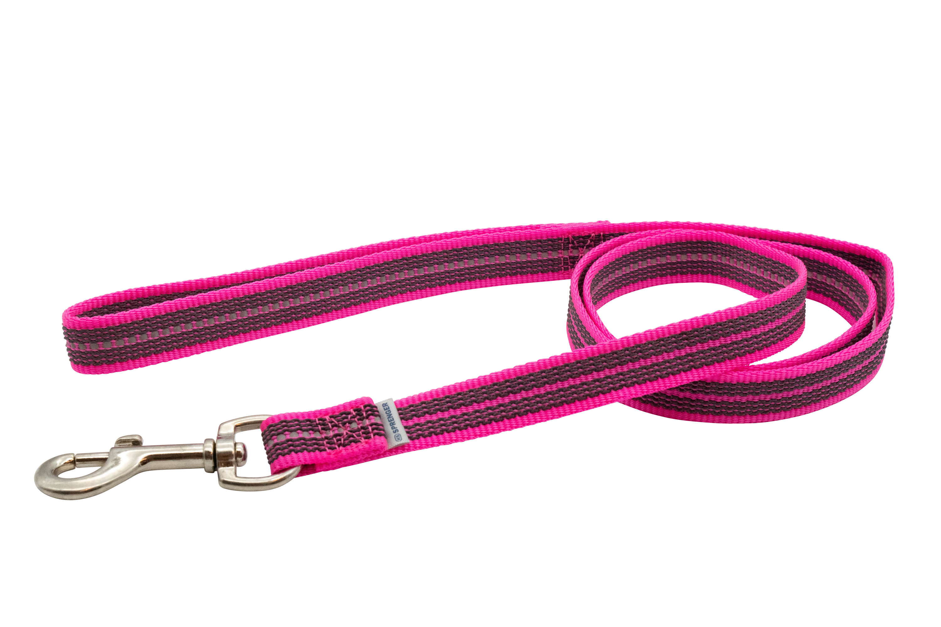 Gummierte Hundeleine mit Handschlaufe pink