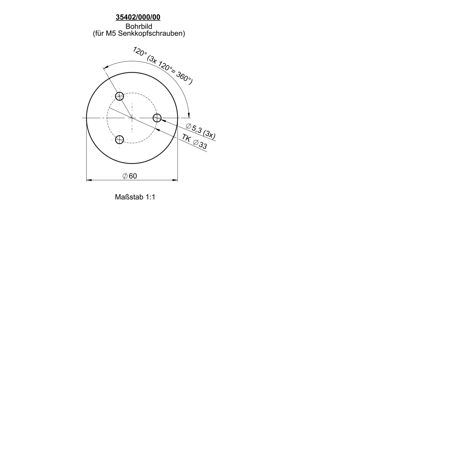 Kugellager Basis 10 mm mit Schotklemme Befestigung mit 3x M5 Senkkopfschrauben | 3540200000_Bohrbild.png | 1731101610