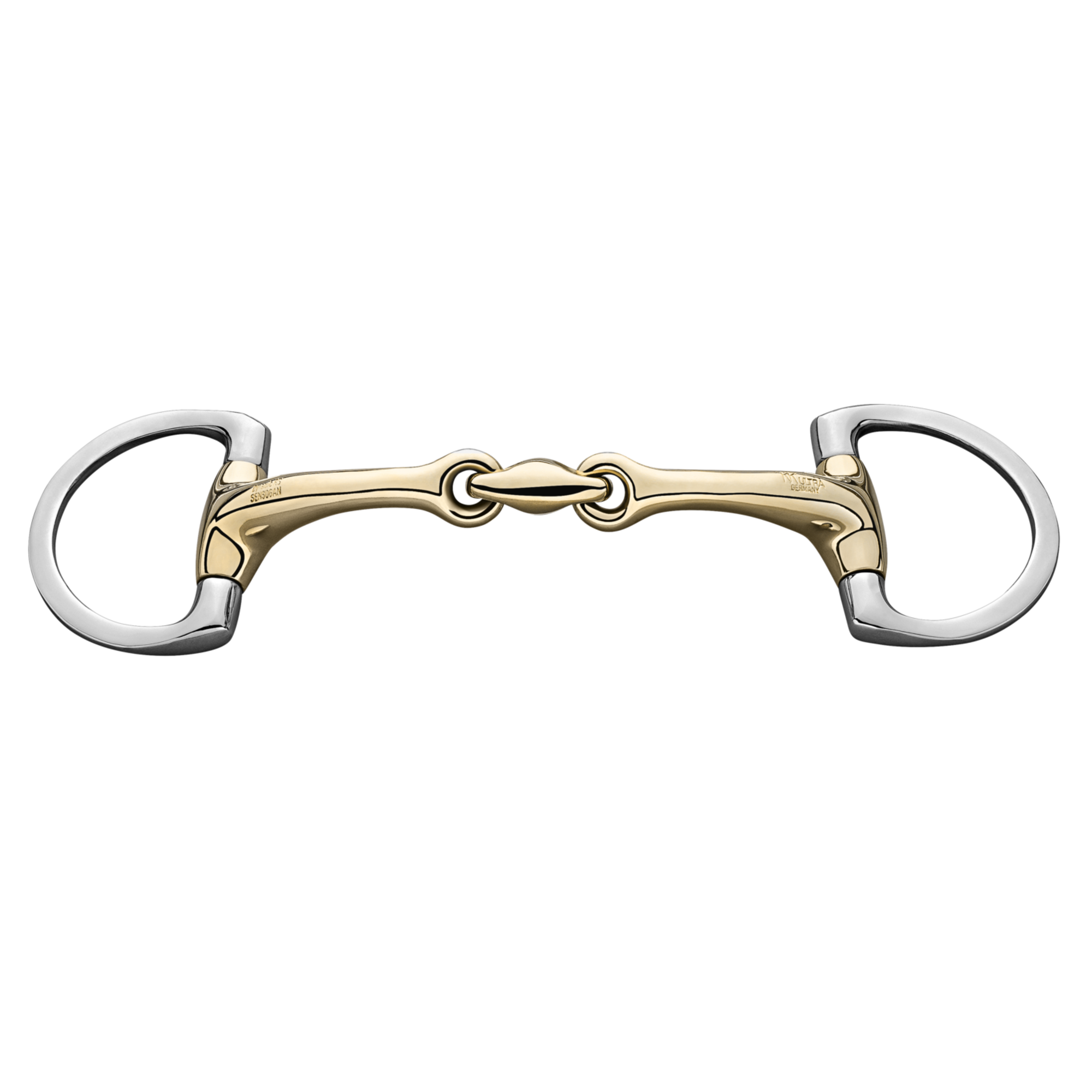 Dynamic RS Olivenkopf Unterlegtrense mit D förmigem Ring 14 mm doppelt gebrochen | 40244_78.png