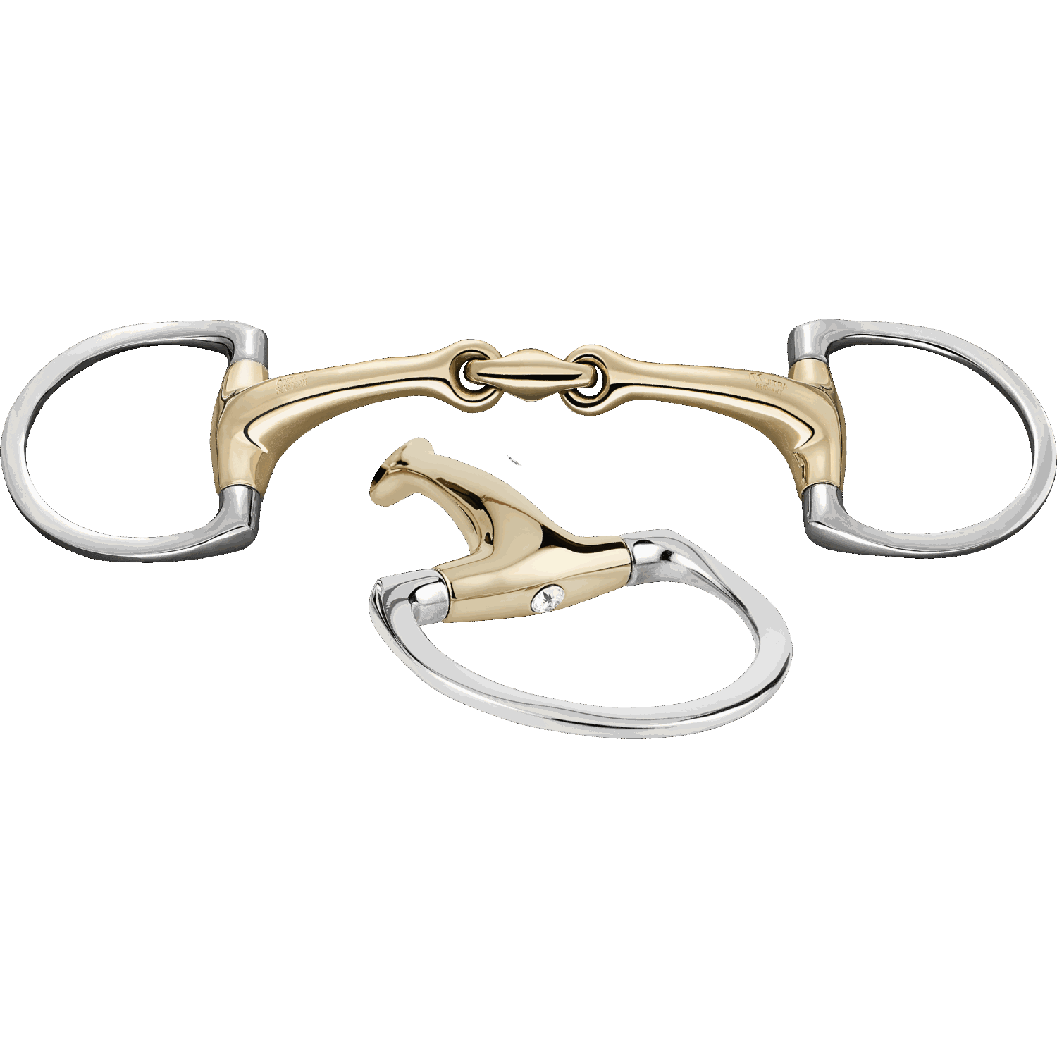 Dynamic RS Shinebright Olivenkopfgebiss mit D förmigem Ring 16 mm doppelt gebrochen | 40406_A_Crystal.png