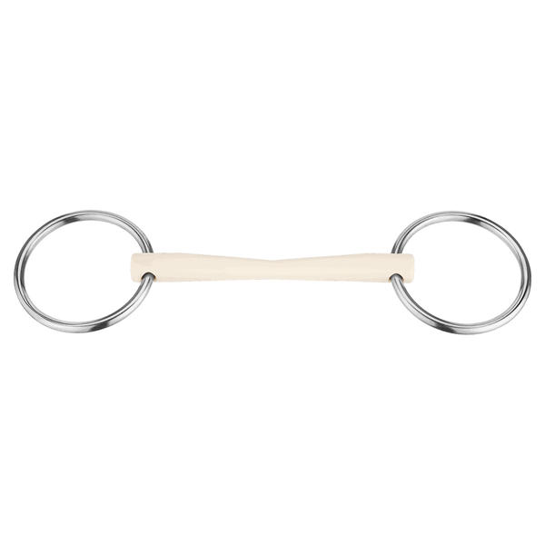 Mors de filet NATHE à anneaux libres, double articulation, 18 mm, avec maillon central en SENSOGAN