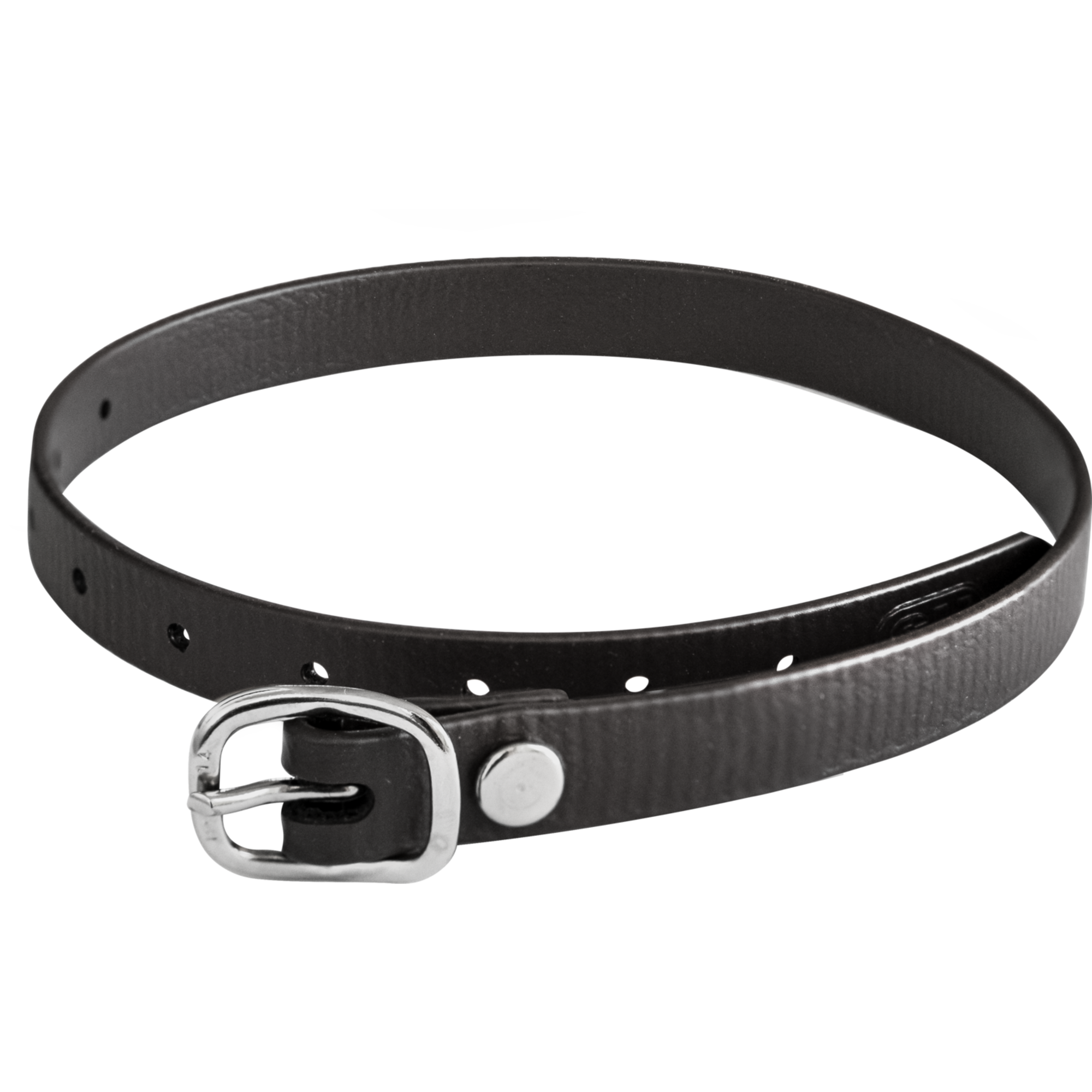 Sporenriemen 45 cm BioThane® schwarz Schnalle silber | 4918704500-2.png