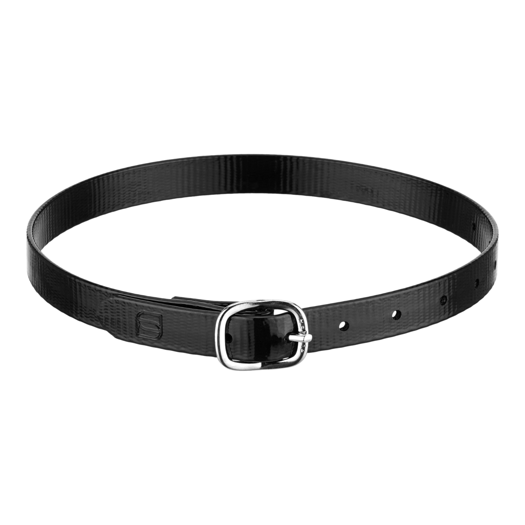 Sporenriemen 45 cm BioThane® Glossy schwarz Schnalle silber | 4919704500_2.png
