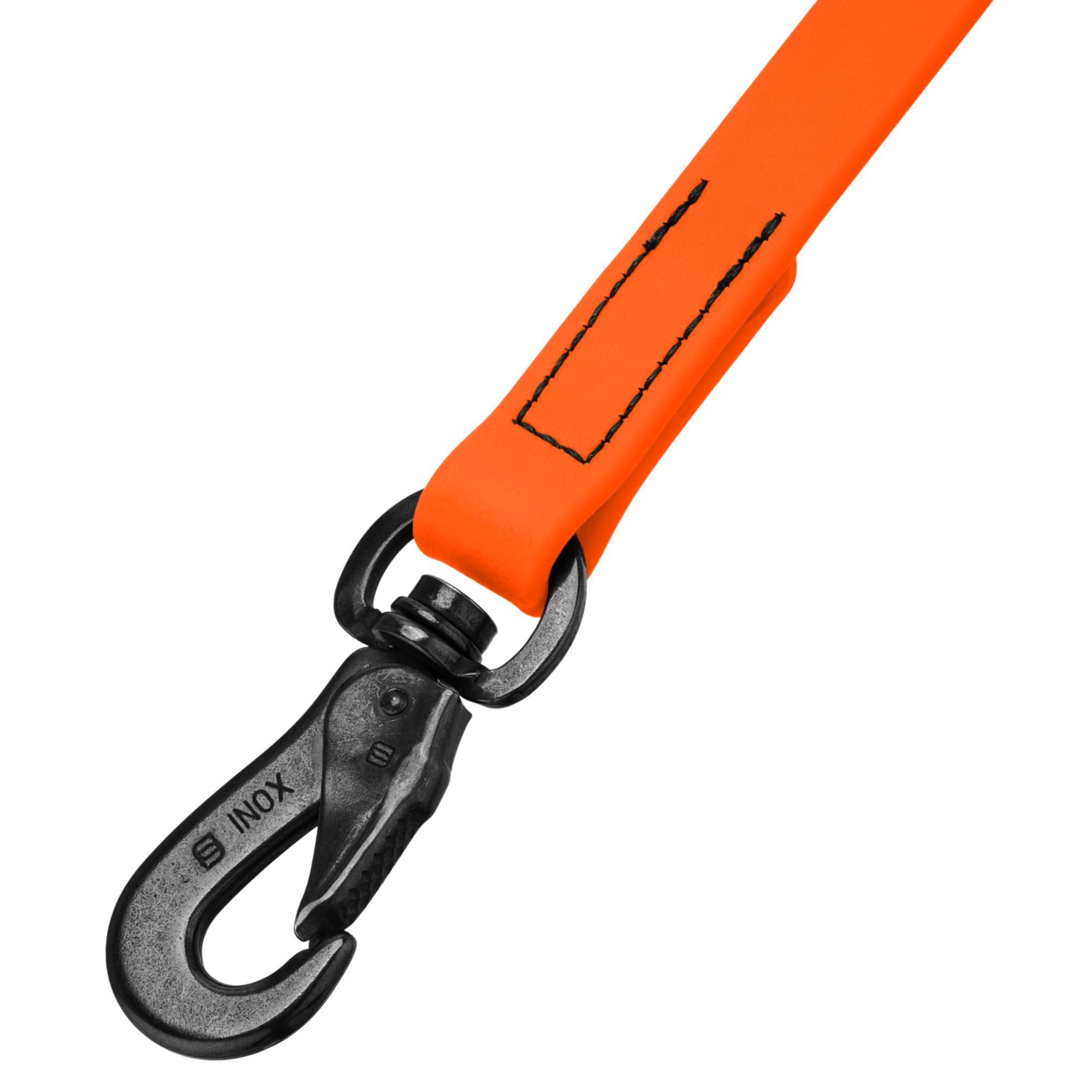 BioThane® Hundeleine 3 fach verstellbar 2.3m | Biothane_orange_Haken_schwarz.png