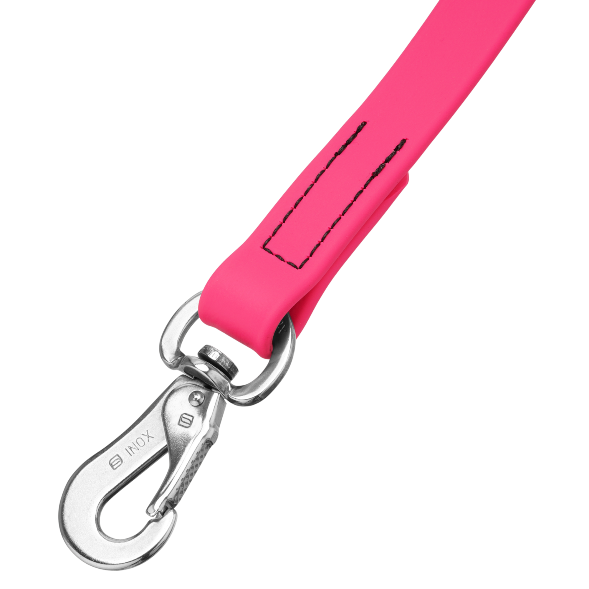 BioThane® Hundeleine 3 fach verstellbar 2.3m | Biothane_pink_Haken-Edelstahl.png