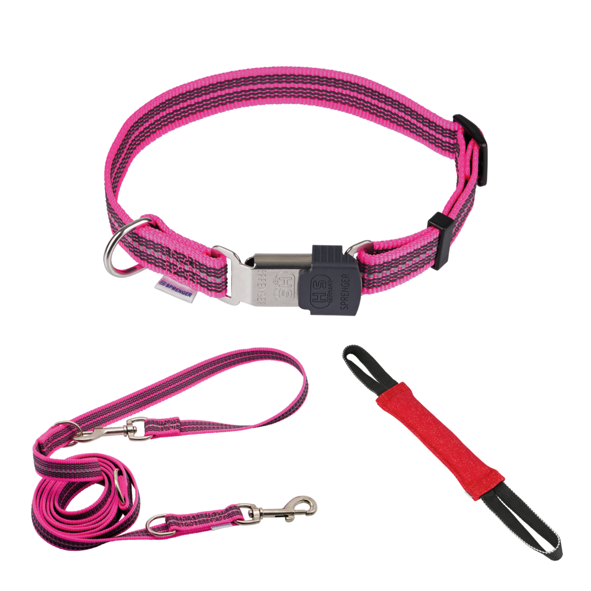 Bundle verstellbares Halsband + 2 3 m gummierte Leine 3 fach verstellbar + Bringsel | Bundle_9_70.png
