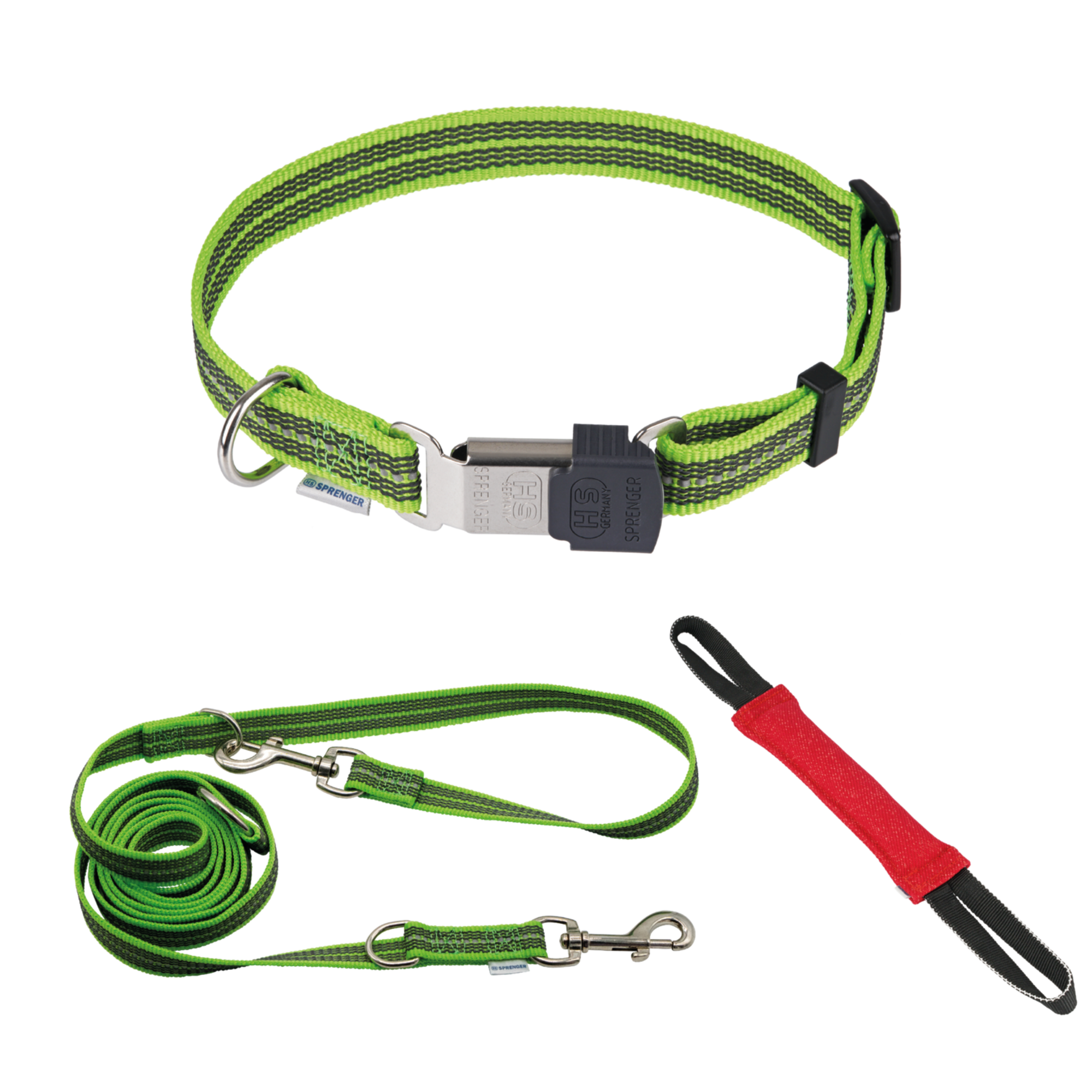 Bundle verstellbares Halsband + 2 3 m gummierte Leine 3 fach verstellbar + Bringsel | Bundle_9_73.png